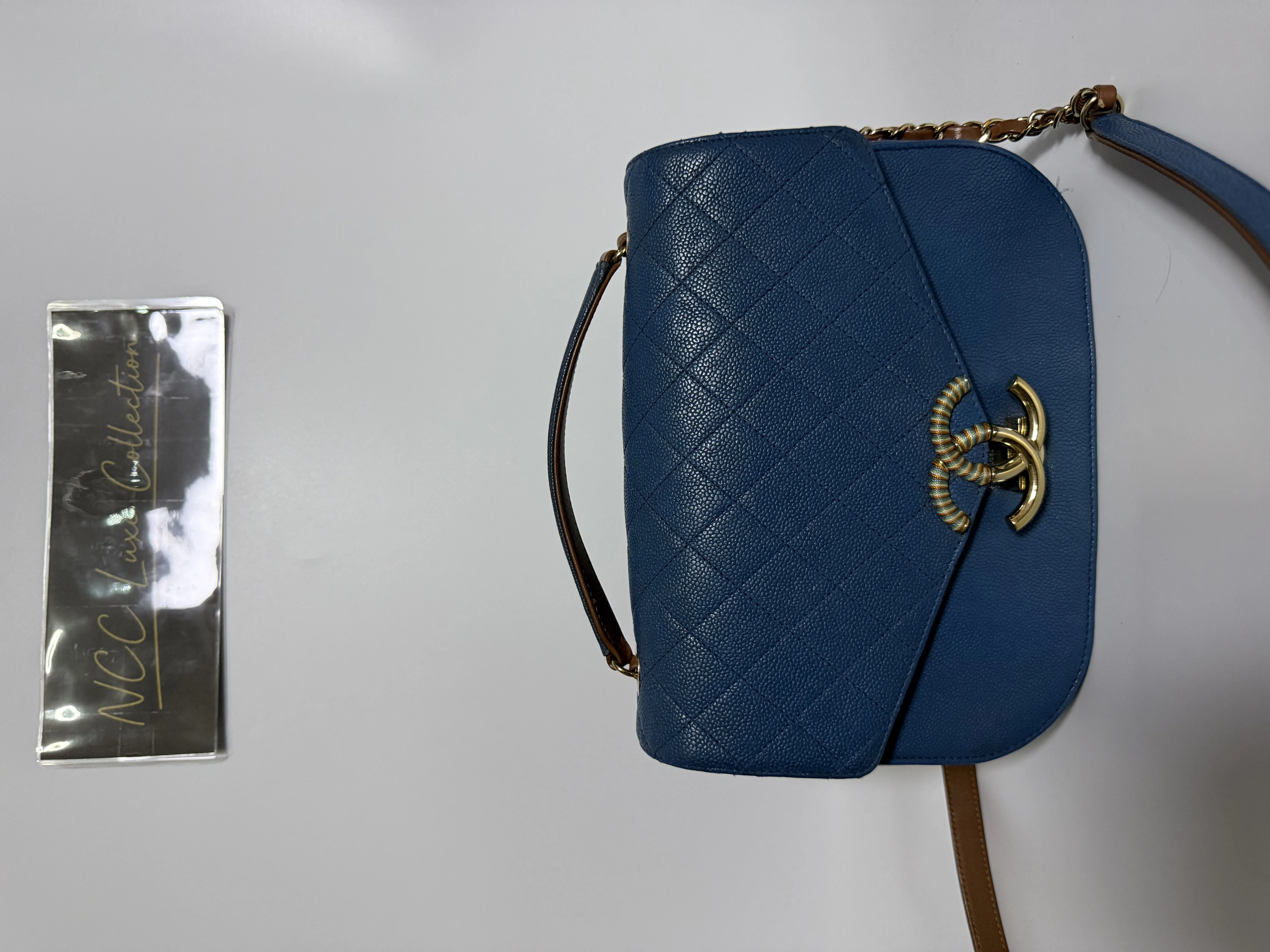 Chanel Paris Cuba Thread Around Flap in Blue Caviar Light Gold Hardware