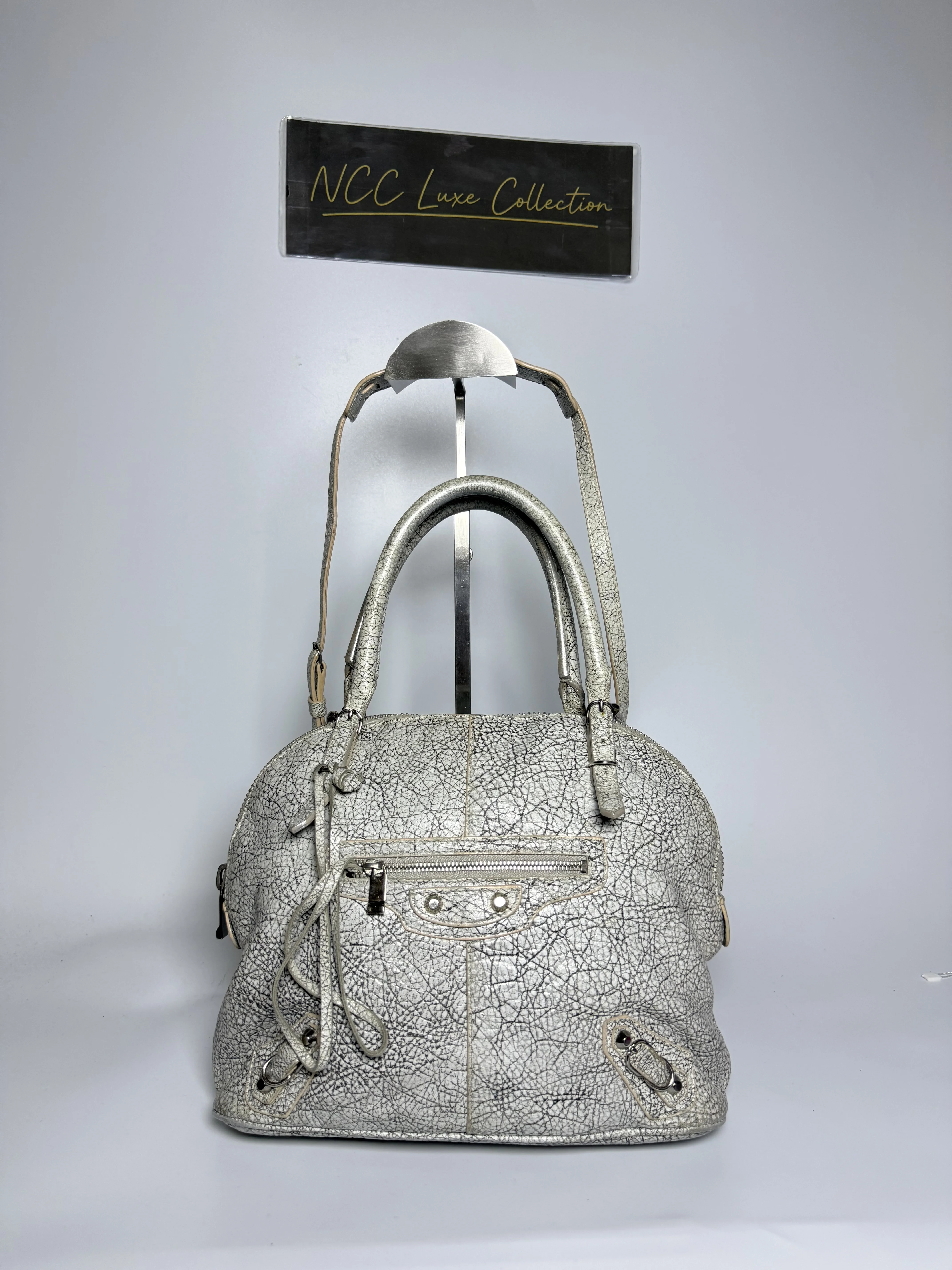 Balenciaga Marbled Agneau Papier Mini Bowling Bag