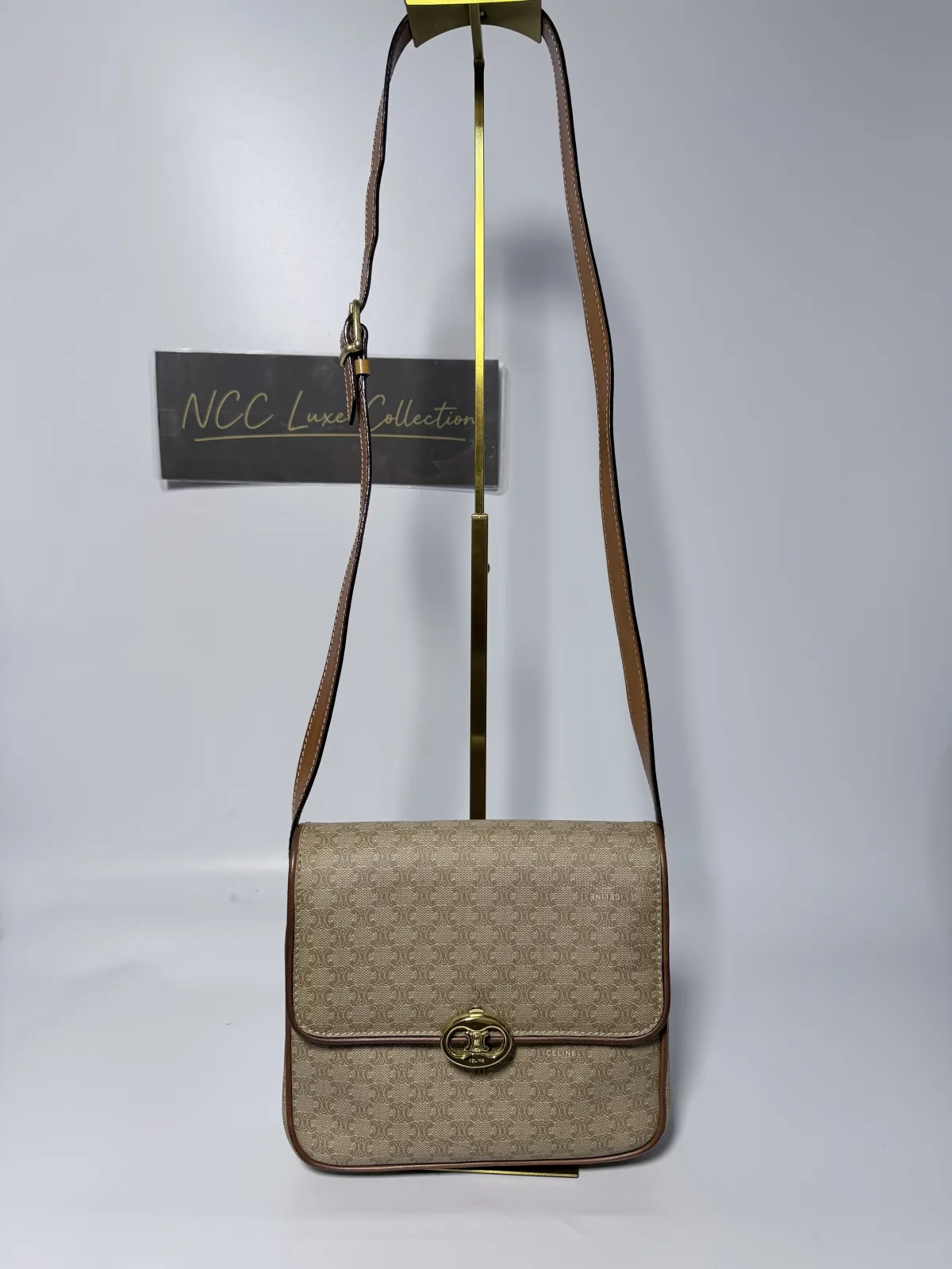 Celine Macadam Coated Canvas Triomphe Logo Small Crossbody Bag