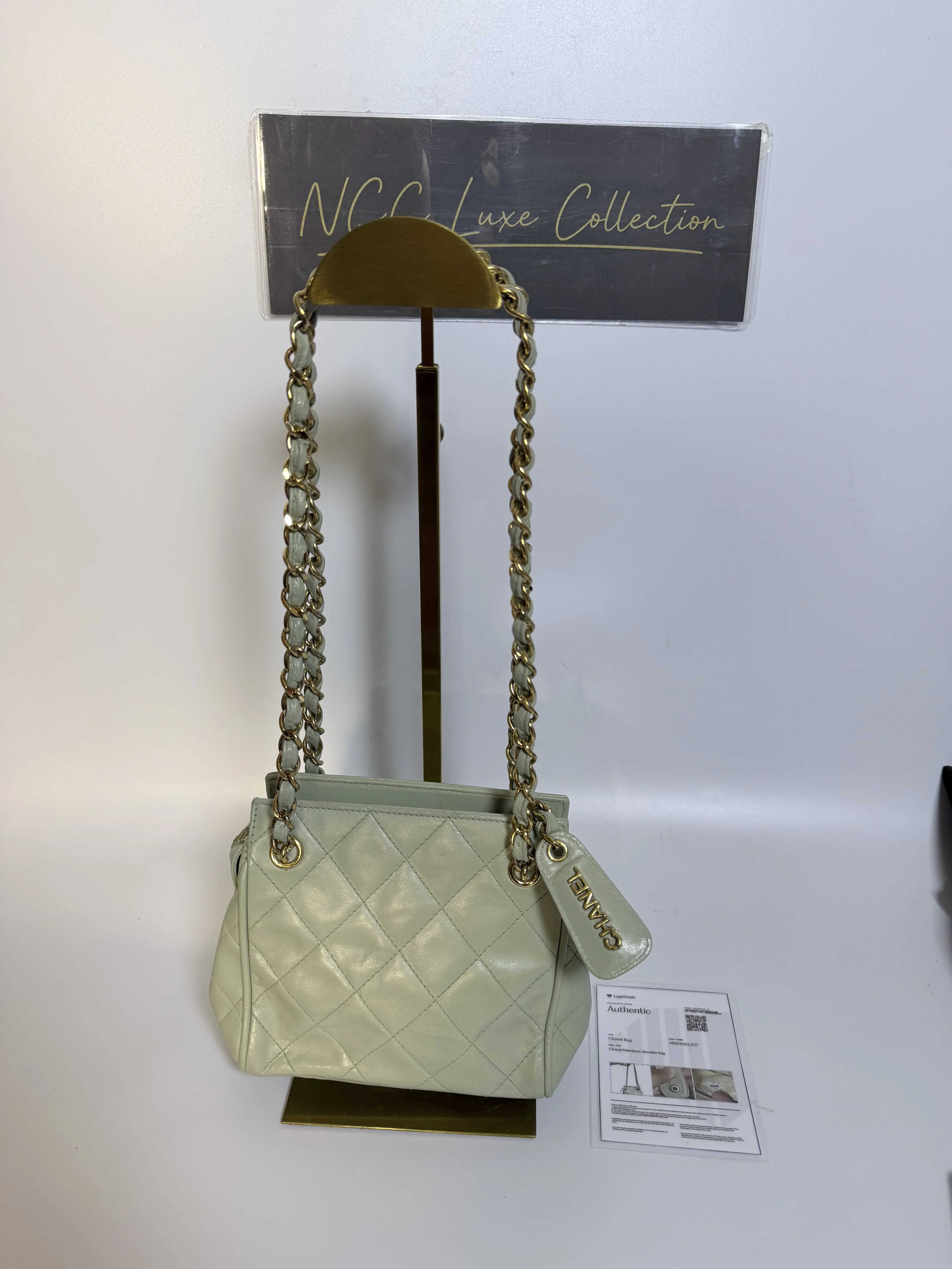 CHANEL Matelasse Chain Shoulder Bag Lamb Skin Peppermint GHW