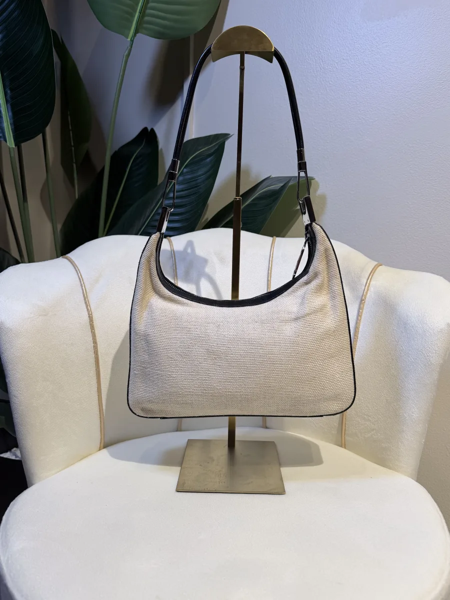 Gucci Interlocking Puller Cloth White Hobo Bag Rank A (Rare)