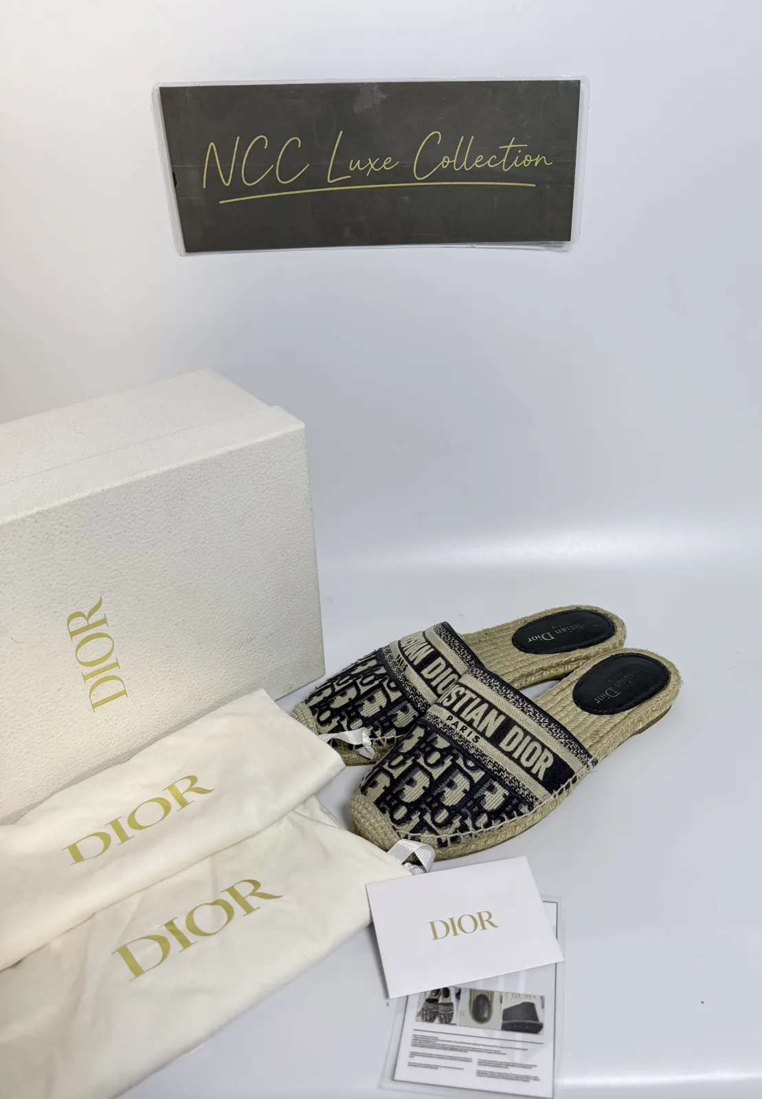 Christian Dior Granville Espadrille Slide S38 (Full Set)