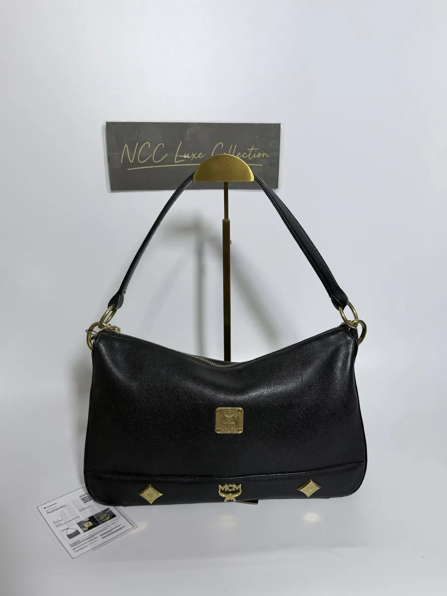 MCM Black Leather Shoulder Bag